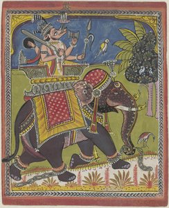 Varaha (Vishnu als zwijn) rijdt op een olifant door Anonymous