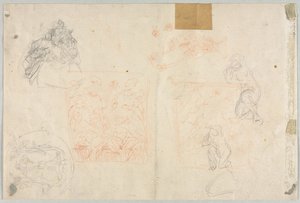 Diverse Schetsen van Figuren en Planten (verso)