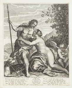 Venus probeert Adonis te weerhouden van de jacht door Anonymous