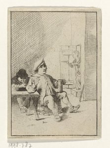 Vioolspeler bij een paar aan tafel