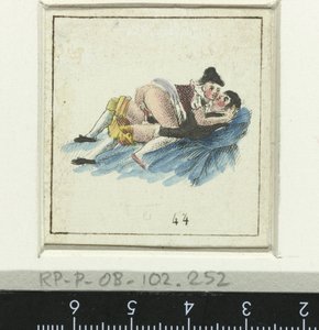 Vrijend paar, man en vrouw gekleed