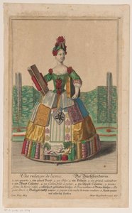 Vrouw met een kostuum van boeken door Anonymous