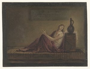 Vrouw zittend op haar bed in een cel