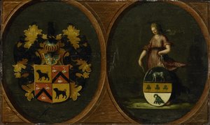 Wapenbord met de wapens van het echtpaar Pieter Courten en Hortensia del Prado, 1625 door Anonymous