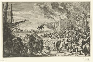 Wreedheden in een dorp aan het water, 1672 door Anonymous
