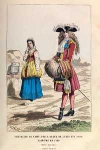 Een ridder van Saint Louis (1693) en een melkmeisje (1680) onder de regeerperiode van koning Lodewijk XIV in de 17e eeuw door Anonymous Anonymous