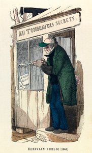 Een publieke schrijver in 1840 in Parijs, gravure door Anonymous Anonymous