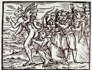 Een heks kust satan (Gravure) door Anonymous Anonymous