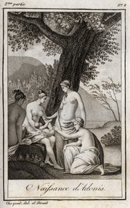 Adonis wordt geboren. Gravure uit 1819 in 
