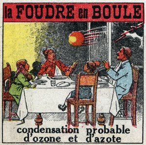Atmosferische Elektriciteit: Bolbliksem. Anonieme illustratie van 1925. Privécollectie. door Anonymous Anonymous