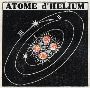 Atoom en Wetenschap: Helium Atoom. Anonieme illustratie uit 1925. Privécollectie.