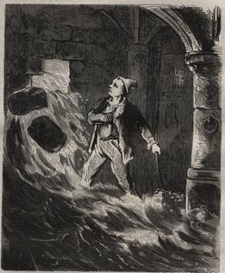 Poging tot ontsnapping uit de bagne van Toulon in de 19e eeuw. Gravure in 