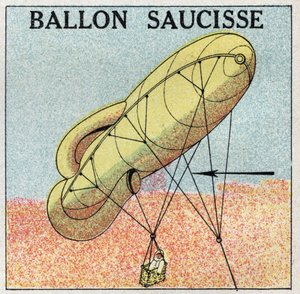Ballonnen: worstballon. Anonieme illustratie uit 1925. Privécollectie. door Anonymous Anonymous