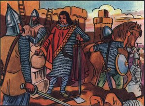 Karel de Dikke, de Karolingische dynastie, regeerde van 884 tot 887. Durfde de Noormannen die Parijs belegerden niet aan te vallen, hij kocht vrede van hen. Anonieme illustratie in 