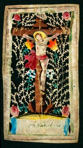 Kruisiging - Vrome afbeelding in de kanaal - Inscripties INRI (I.N.R.I.) - Privécollectie