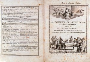 Dubbele pagina uit een handboek van muziektheorie door Vincenzo Panerai door Anonymous Anonymous