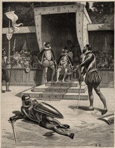 Duel tussen Francois de Vivonne de la Chataigneraie en Guy de Chabot, Baron de Jarnac in Saint Germain en Laye, Frankrijk 10 juli door Anonymous Anonymous