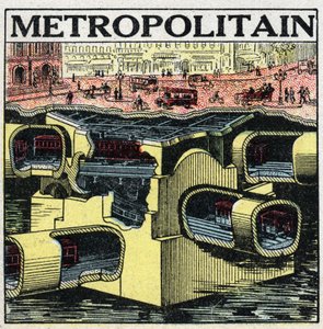 Elektrische trams: dwarsdoorsnede van de Parijse grond met de lijnen van de Metropolitain. Anonieme illustratie uit 1925. Privécollectie.