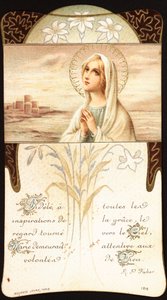 Getrouw aan alle inspiratie van genade, de blik gericht op de hemel, Maria bleef aandachtig voor de wensen van God Vrome afbeelding. 20e eeuw Privécollectie
