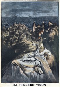 Eerste Wereldoorlog 1914-1918. Dood van Frans Jozef I van Oostenrijk (1830-1916). Zijn laatste visie hier weergegeven maakt hem schuldig aan alle schandelijke misdaden die hij heeft begaan. In 