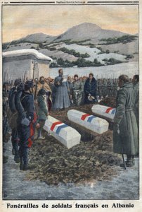 Eerste Wereldoorlog 1914-1918. Begrafenis van Franse soldaten in Albanië. In 