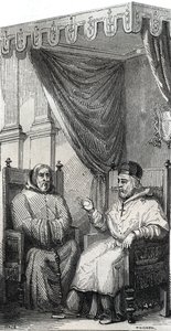Franciscus van Paola, stichter van de Rooms-Katholieke Orde van Minimen en paus Sixtus IV - gravure uit 1846 in 