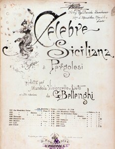 Frontispice van de partituur van Celebre siciliana toegeschreven aan GB Pergolese