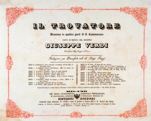 Frontispice van Il trovatore (De troubadour), opera van Giuseppe Verdi