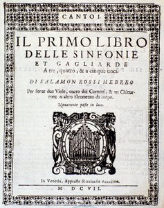 Frontispice van Primo libro di sinfonie e gagliarde door Salomone Rossi door Anonymous Anonymous