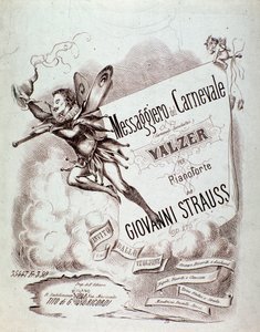 Frontispice van de partituur van Carnevals-Botschafter (op 270) door Johann Strauss