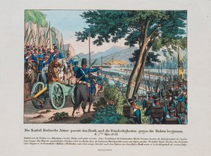 Russisch-Turkse oorlog van 1828-1829 - Het Russische leger steekt de Pruth-rivier over naar Moldavië in mei 1828 door Anoniem, ca. 1830 door Anonymous Anonymous