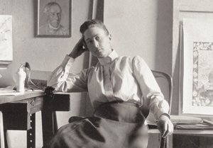 Hilma af Klint in haar studio aan Hamngatan, Stockholm, ca. 1895 (fotografie) door Anonymous Anonymous
