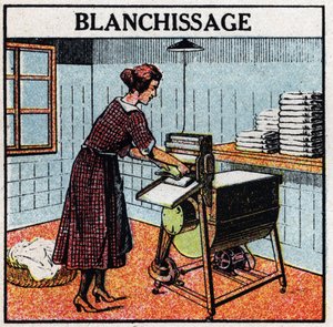 Huishoudelijk gebruik van elektriciteit: witkalken. Anonieme illustratie uit 1925. Privécollectie. door Anonymous Anonymous