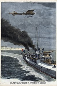 Hubert Latham (1883-1912), Franse vliegenier, vertrekt vanuit Sangatte in een eendekker 