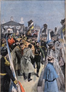 In Sint-Petersburg in Rusland: de begrafenis van Groothertog Alexandrovich (Aleksei Aleksandrovich Romanov)