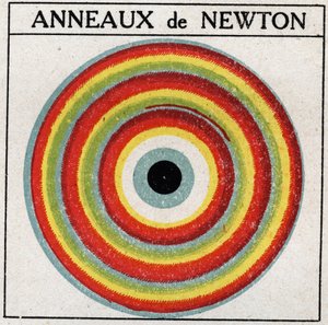 Interferenties: ringen door Isaac Newton (1642-1727). Anonieme illustratie uit 1925. Privécollectie. door Anonymous Anonymous