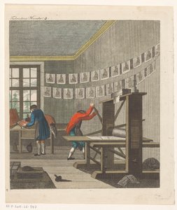 Interieur van een drukkerij, ca. 1750-1850 door Anonymous Anonymous
