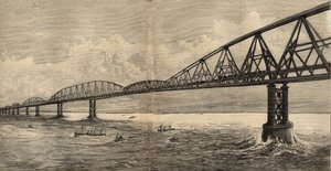 Internationaal brugproject over het Kanaal tussen Calais en Folkestone - 1890 - gravure 1890