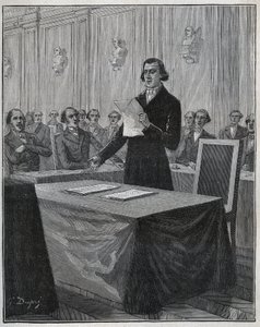 Jean Baptiste Andre Dumas (1800-1884) Franse chemicus presenteerde aan de Academie van Wetenschappen zijn rapport over de uitvinding van Ruolz en Elkington. Gravure uit 1885 in 