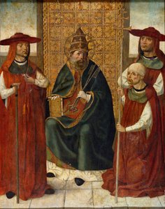 Kardinaal Pedro Gonzalez de Mendoza (1428-1495) biddend voor Sint-Pieter door Anonymous Anonymous