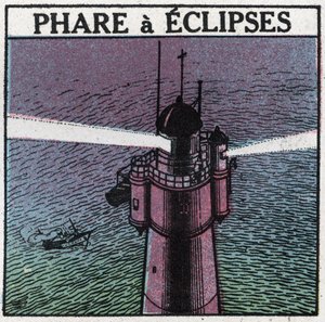 Lichtsignalen: vuurtoren van eclipsen. Anonieme illustratie uit 1925. Privécollectie.