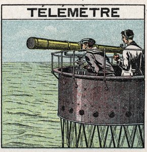 Lichtreflectie: de telemeter gebruikt voor navigatie. Anonieme illustratie uit 1925. Privécollectie. door Anonymous Anonymous