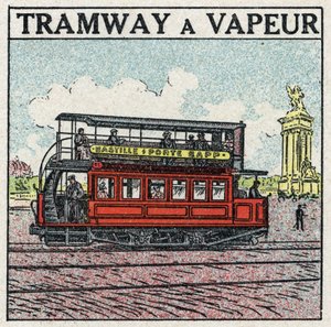 Mechanische tractie: stoomtram verscheen in Parijs aan het einde van de 19e eeuw op de Bastille-lijn - deur Bapp. Anonieme illustratie uit 1925. Privécollectie. door Anonymous Anonymous