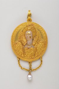 Medaille van 1589 ter ere van koningin Elizabeth I. Voorzijde (16e eeuw)