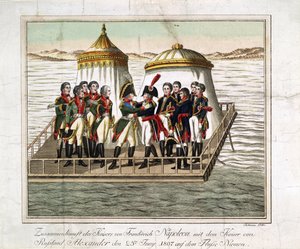 Ontmoeting van keizers Alexander I van Rusland en Napoleon I van Frankrijk bij de Neman nabij Tilsit door Anonymous Anonymous