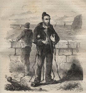 Militairen veroordeeld tot de Toulon bagne in de 19e eeuw. Gravure in 