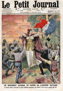 Nationaal Beweging voor Militaire Luchtvaart: heel Frankrijk verenigt zich in een vergelijkbaar patriottisch gevoel om ons land de controle over de lucht te laten behouden. Gravure in Le Petite Journal, op 10/03/1912. Privécollectie. door Anonymous Anonymous