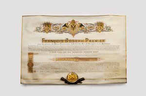 Orde van het Gulden Vlies: Het Oostenrijkse Gulden Vlies - Toelatingsdiploma tot de Orde van het Gulden Vlies door Pierre Ferdinand (Pierre-Ferdinand) (1874-1948), Aartshertog van Oostenrijk door Anonymous Anonymous