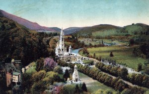Overzicht van de basiliek en Calvarie in Lourdes - Hautes Pyrenees (65) rond 1900. door Anonymous Anonymous