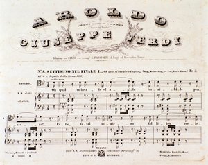 Pagina van de partituur van Aroldo, opera van Giuseppe Verdi door Anonymous Anonymous